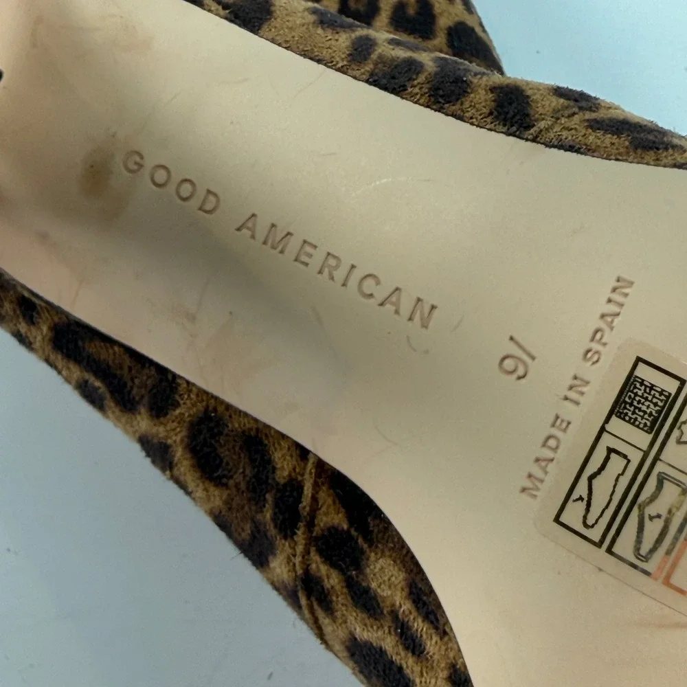 Good American Leopard Print Stiletto Ankle Boots Size 9 High Heel Animal‎ Print